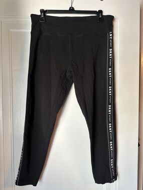 DKNY Black Leggings with White Logo Side Tape